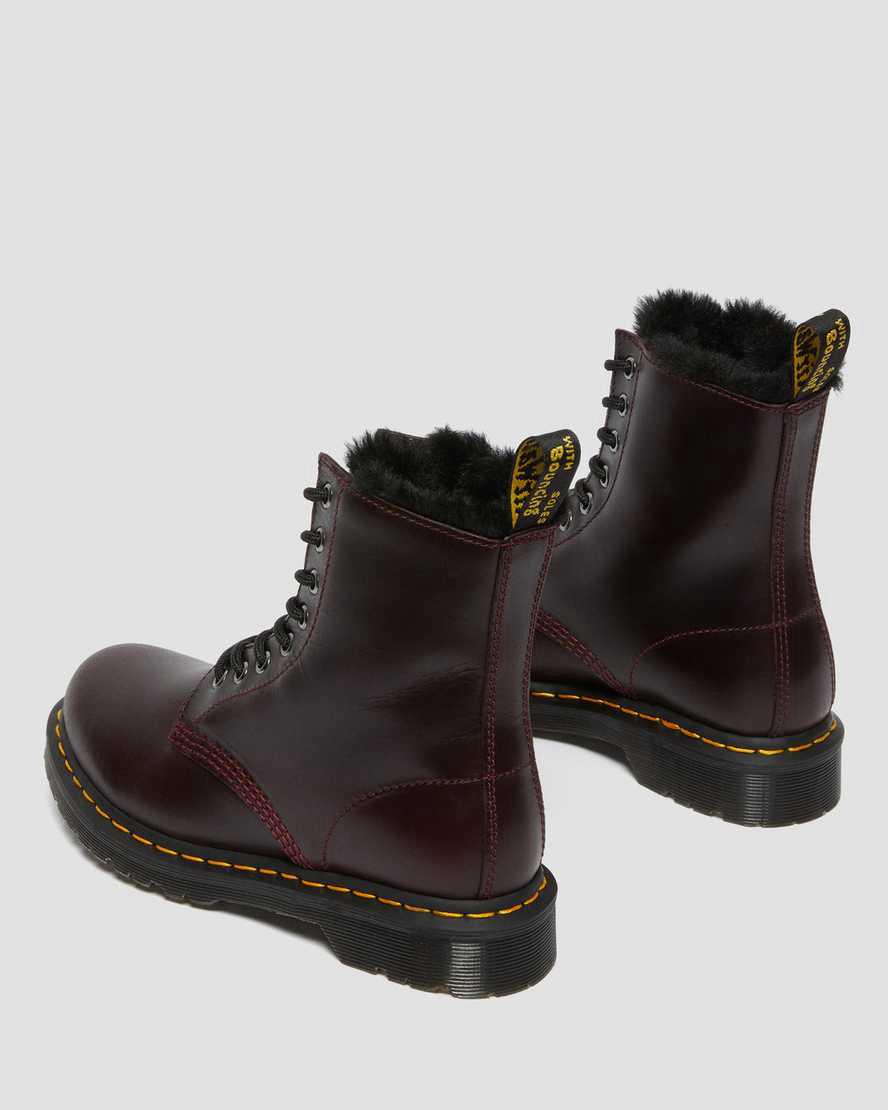 Dr Martens 1460 Serena Faux Fur Lined Naisten Nauhasaappaat Viininpunainen  Suomi |  5367UEPMJ