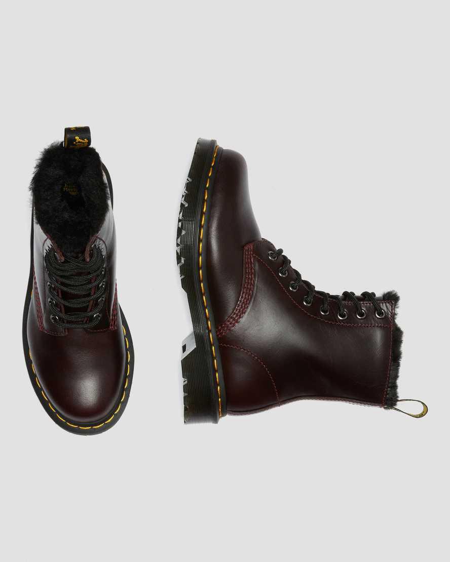 Dr Martens 1460 Serena Faux Fur Lined Naisten Nauhasaappaat Viininpunainen  Suomi |  5367UEPMJ