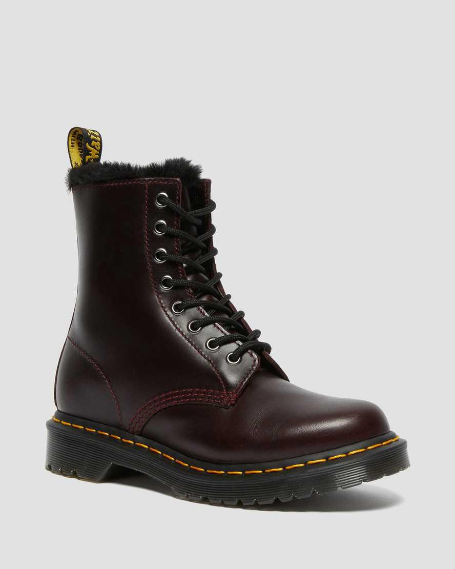 Dr Martens 1460 Serena Faux Fur Lined Naisten Nauhasaappaat Viininpunainen  Suomi |  5367UEPMJ