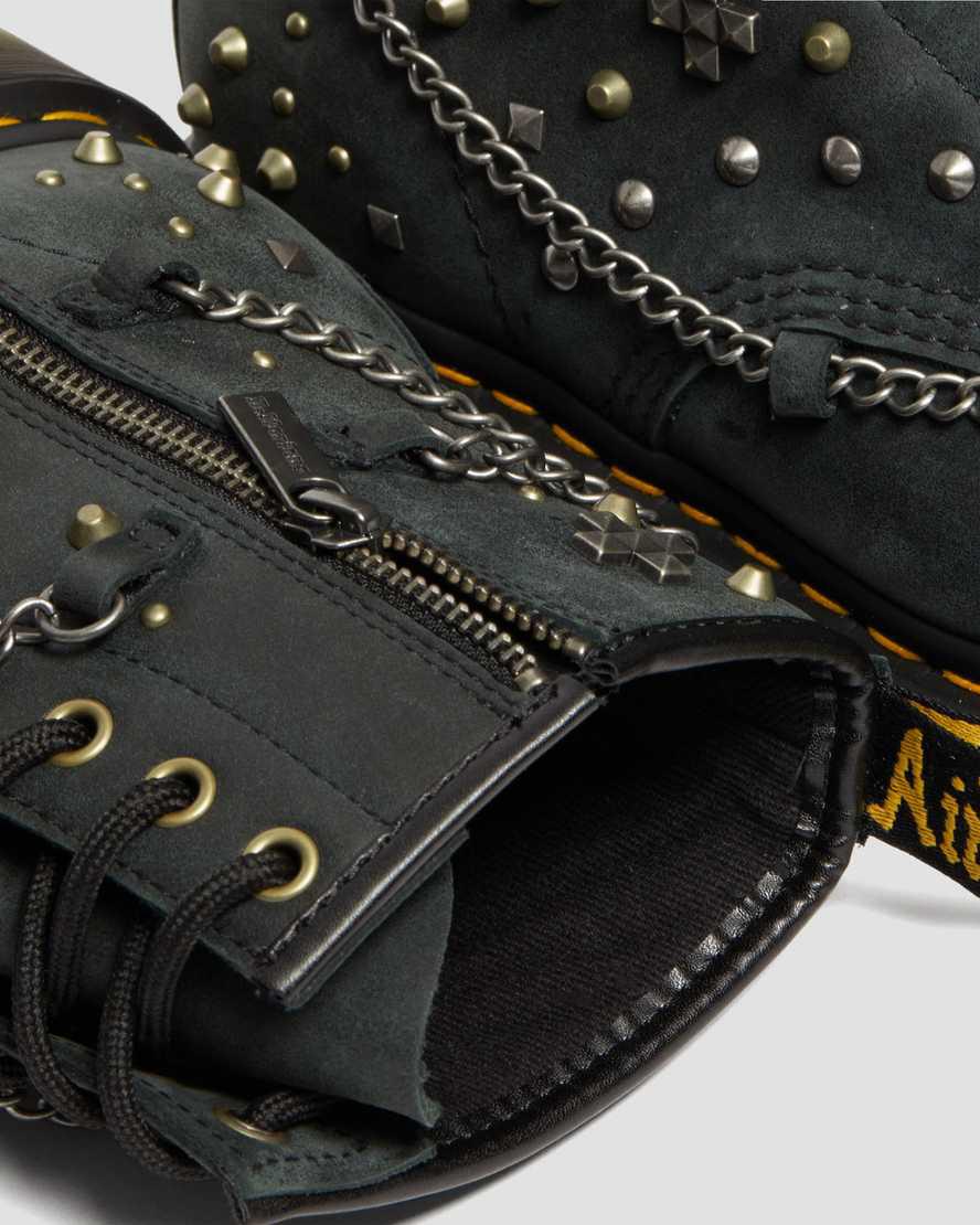 Dr Martens 1460 Studded Chain Leather Lace Up Naisten Nilkkurit Mustat  Suomi |  3549LZINH