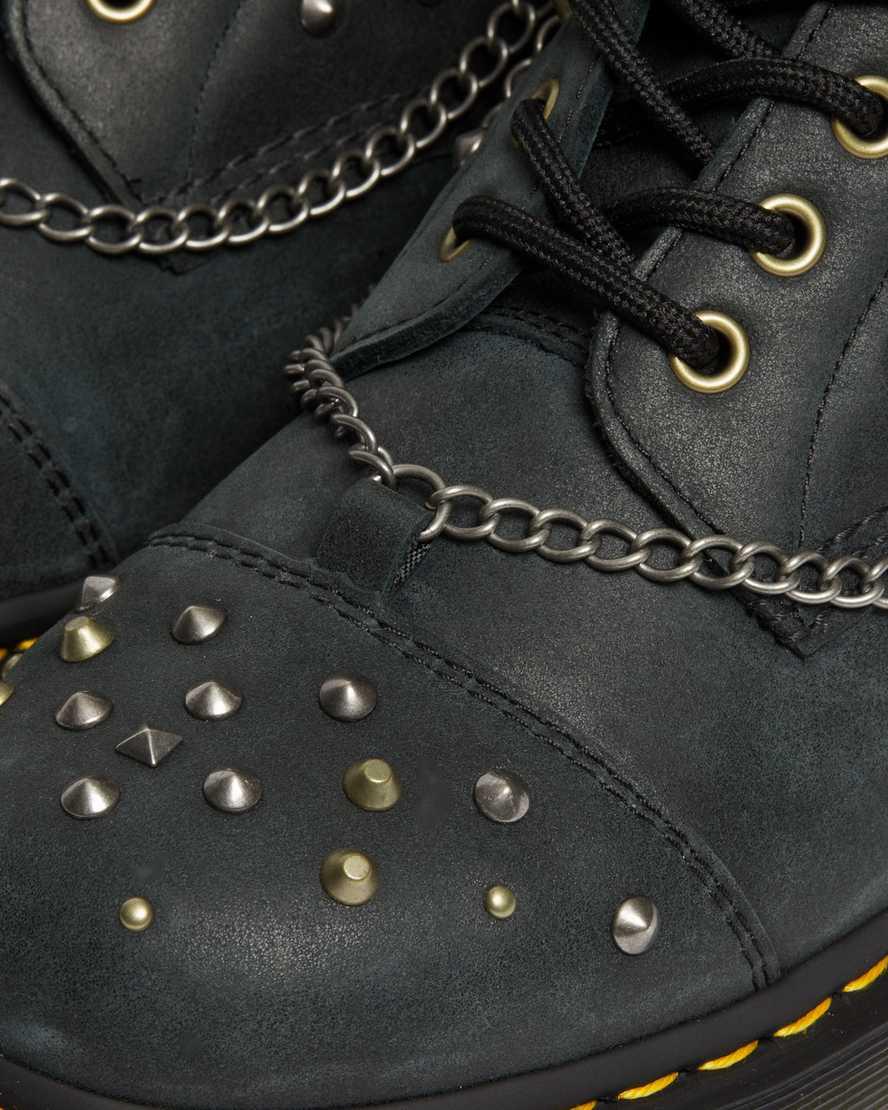 Dr Martens 1460 Studded Chain Leather Lace Up Naisten Nilkkurit Mustat  Suomi |  3549LZINH