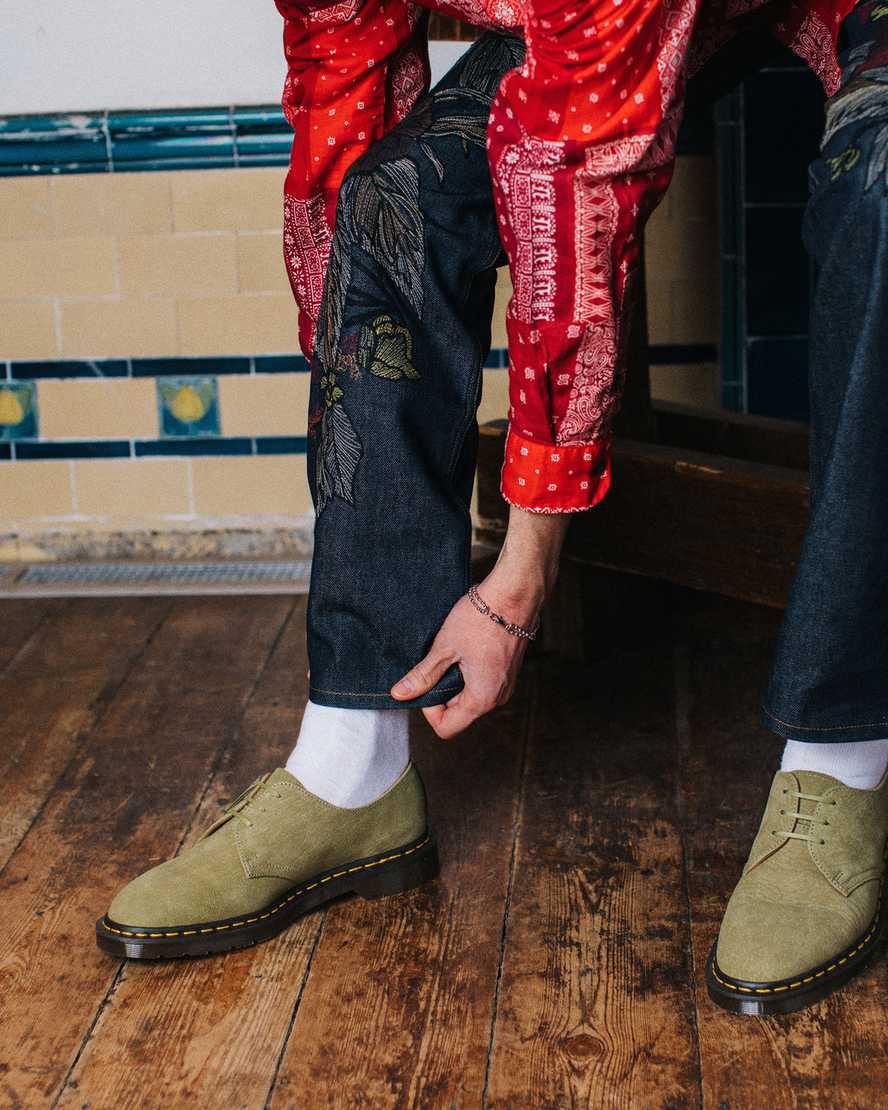 Dr Martens 1461 Made in England Nubuck Leather Naisten Oxford Kengät Vihreä  Suomi |  7063GWPUH