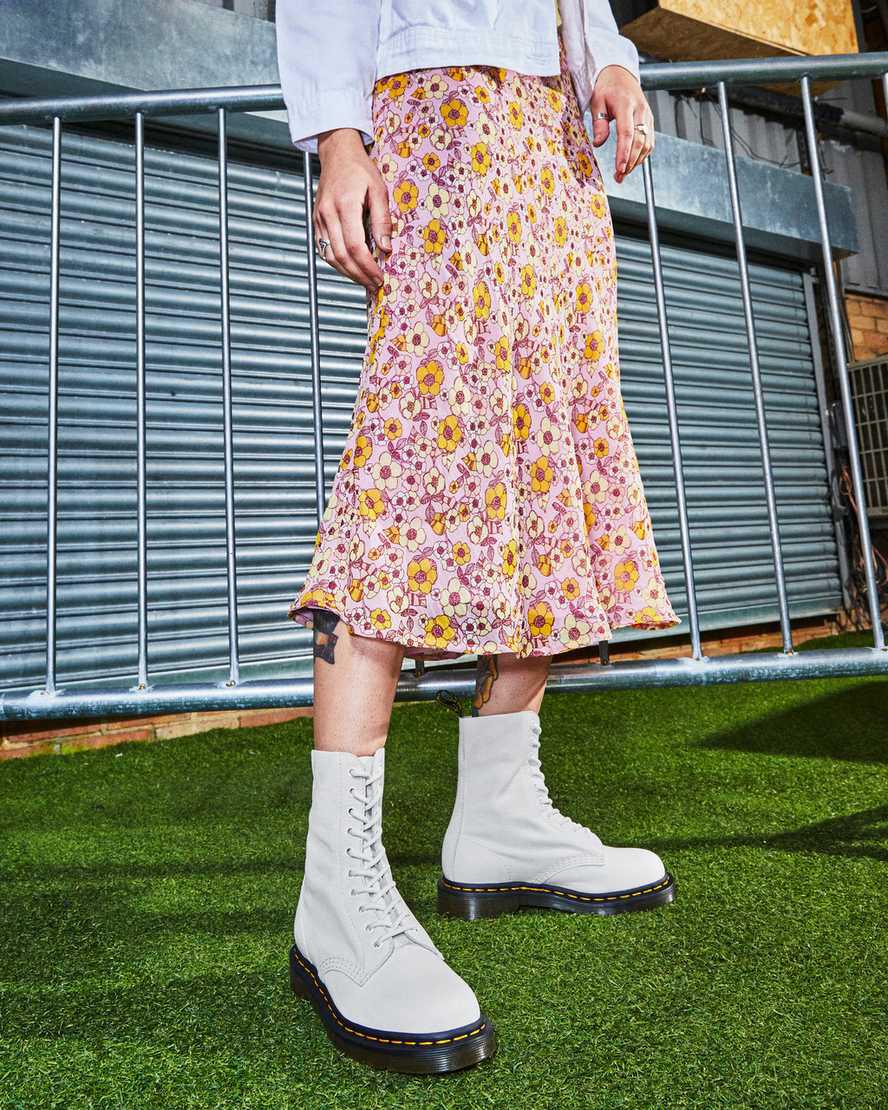 Dr Martens 1490 Virginia Leather Mid Calf Naisten Originals Boots Valkoinen  Suomi |  6591CMIZA
