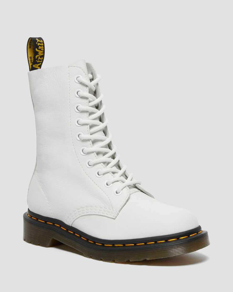 Dr Martens 1490 Virginia Leather Mid Calf Naisten Originals Boots Valkoinen  Suomi |  6591CMIZA