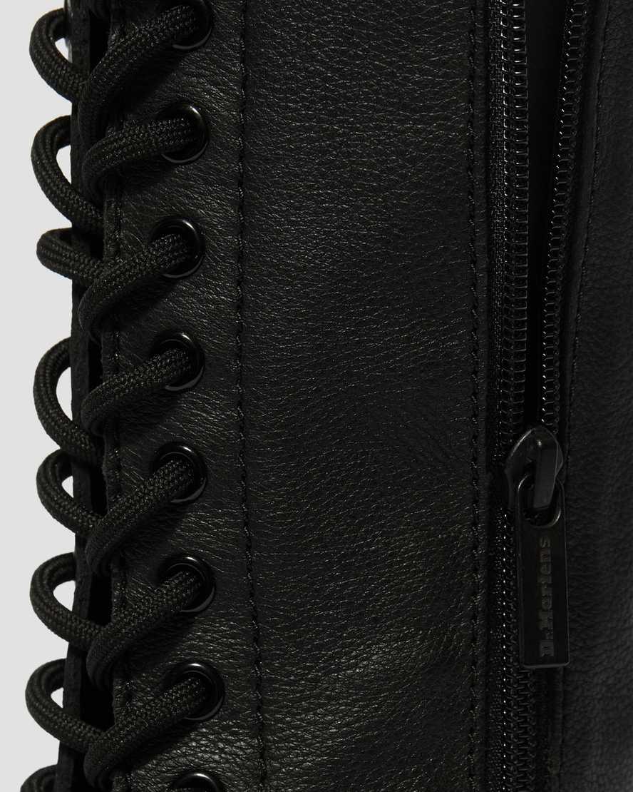 Dr Martens 1B60 Virginia Leather Knee High Naisten Originals Boots Mustat  Suomi |  2639ZGBLH