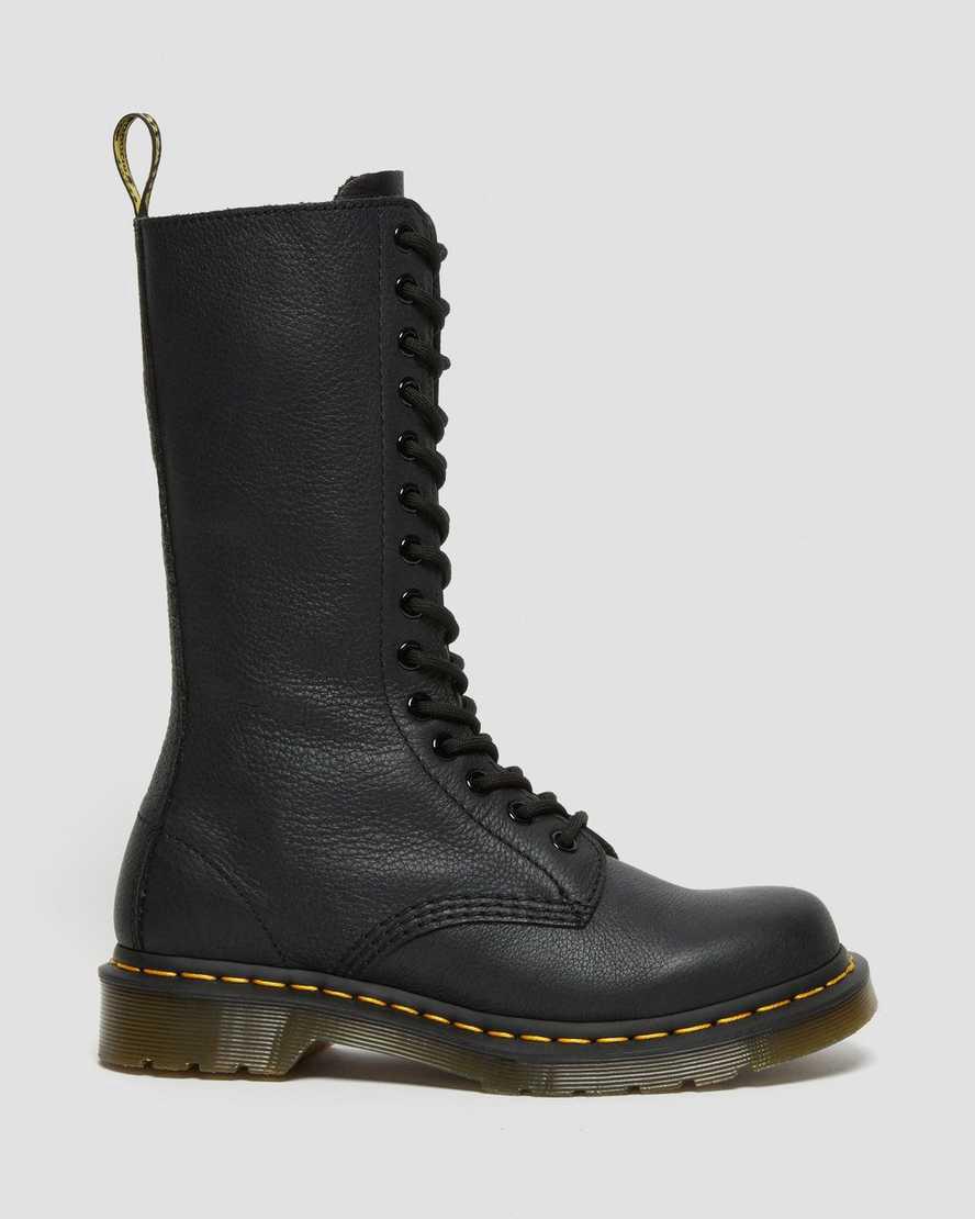 Dr Martens 1B99 Virginia Leather Mid Calf Naisten Originals Boots Mustat  Suomi |  5268CWBSM