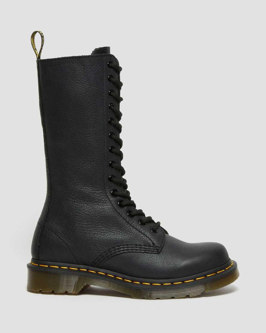 Dr Martens 1B99 Virginia Leather Mid Calf Naisten Originals Boots Mustat  Suomi |  5268CWBSM