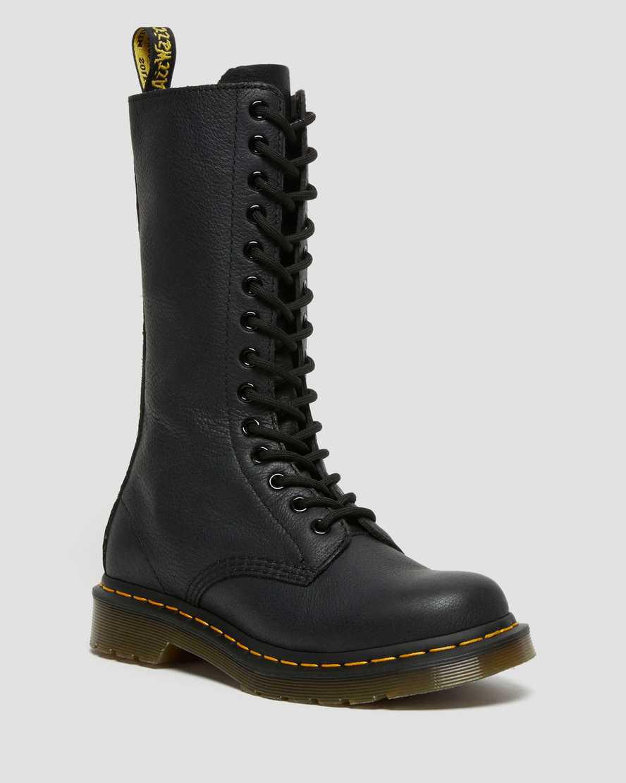 Dr Martens 1B99 Virginia Leather Mid Calf Naisten Originals Boots Mustat  Suomi |  5268CWBSM