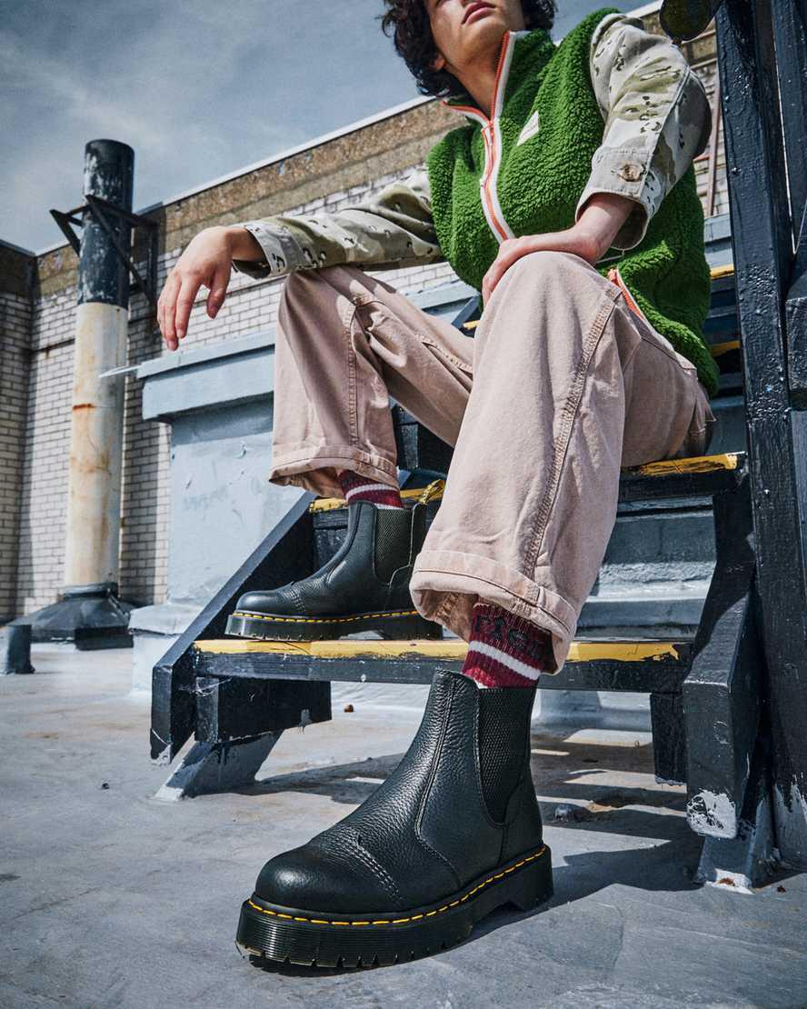 Dr Martens 2976 Bex Faux Fur-Lined Chelsea Miesten Platform Saappaat Mustat  Suomi |  8290JXRBZ