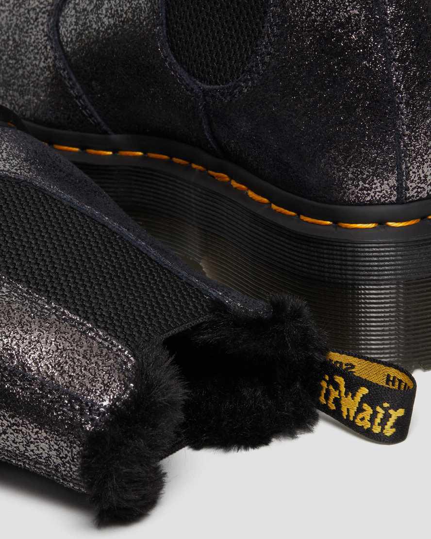 Dr Martens 2976 Faux Fur-Lined Metallic Platform Naisten Chelsea Saappaat Mustat  Suomi |  6931GYERT