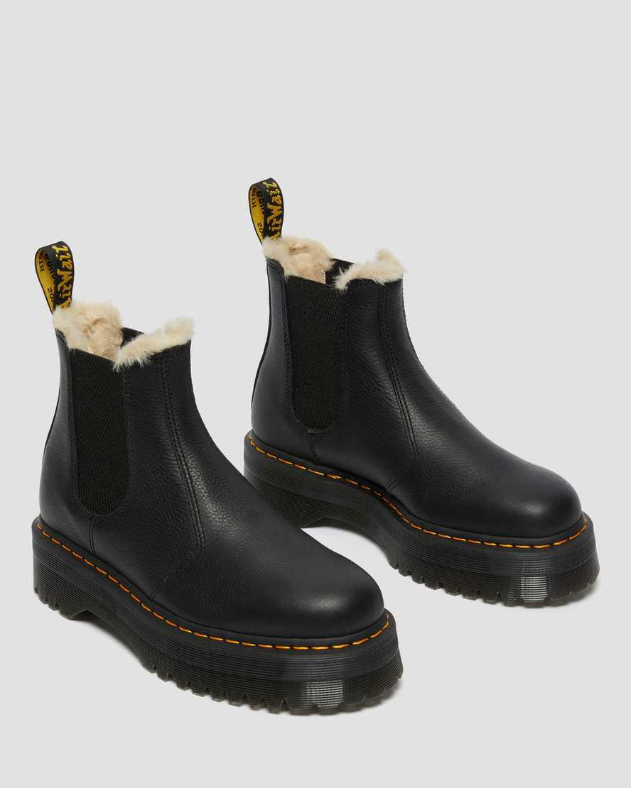 Dr Martens 2976 Faux Fur Lined Platform Naisten Chelsea Saappaat Mustat  Suomi |  4691BUXZD