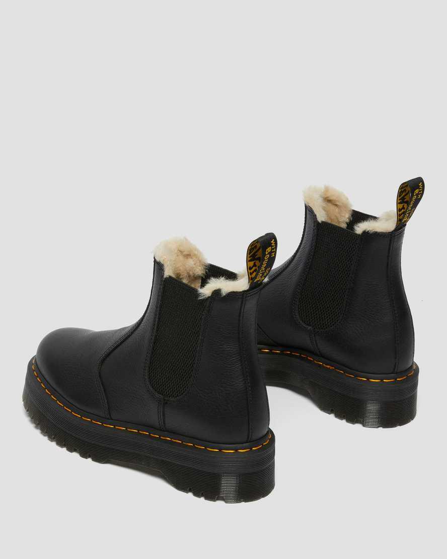 Dr Martens 2976 Faux Fur Lined Platform Naisten Chelsea Saappaat Mustat  Suomi |  4691BUXZD