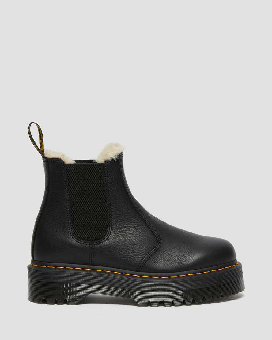 Dr Martens 2976 Faux Fur Lined Platform Naisten Chelsea Saappaat Mustat  Suomi |  4691BUXZD