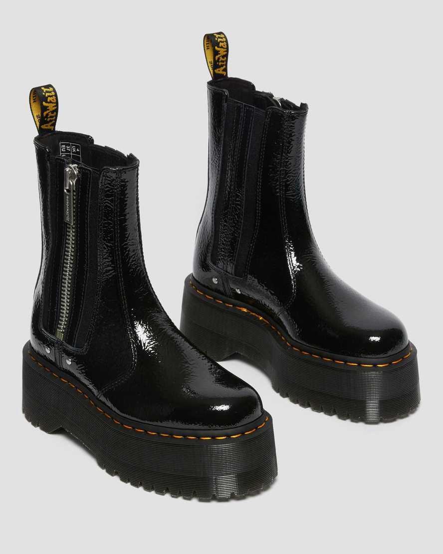 Dr Martens 2976 Max Distressed Patent Chelsea Platform Naisten Nilkkurit Mustat  Suomi |  8034AMEIX
