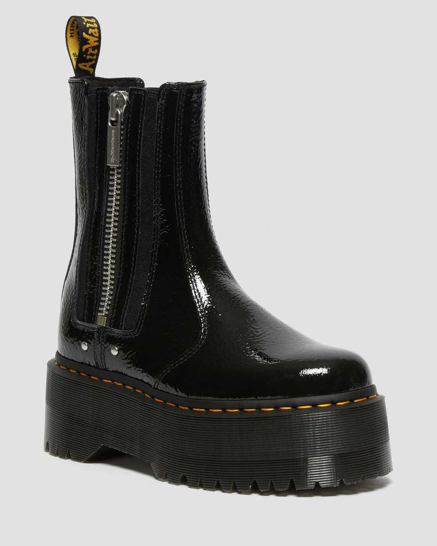 Dr Martens 2976 Max Distressed Patent Chelsea Platform Naisten Nilkkurit Mustat  Suomi |  8034AMEIX