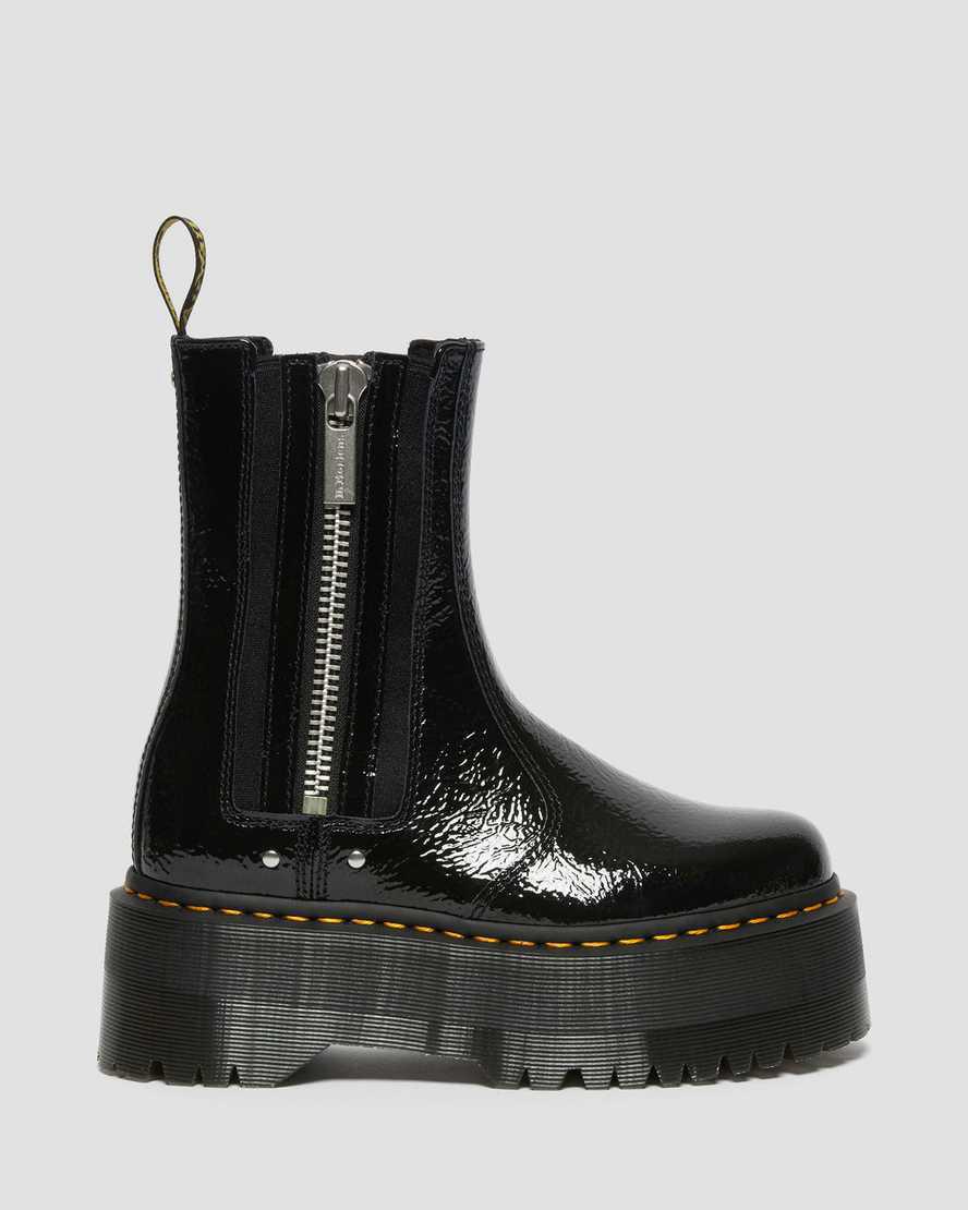 Dr Martens 2976 Max Distressed Patent Platform Naisten Chelsea Saappaat Mustat  Suomi |  4953ODVFB