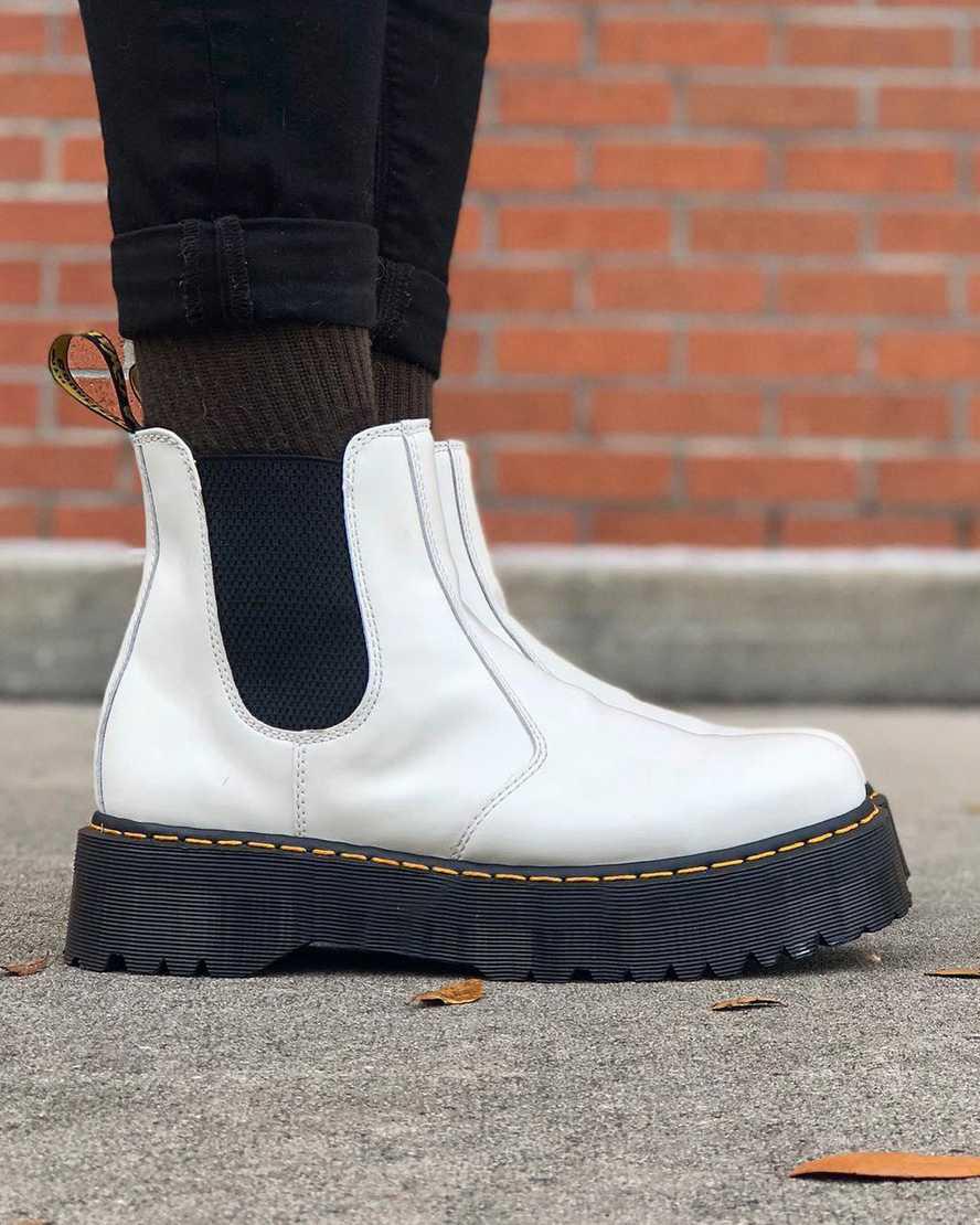 Dr Martens 2976 Smooth Leather Platform Chelsea Naisten Nilkkurit Valkoinen  Suomi |  6382VIFDW