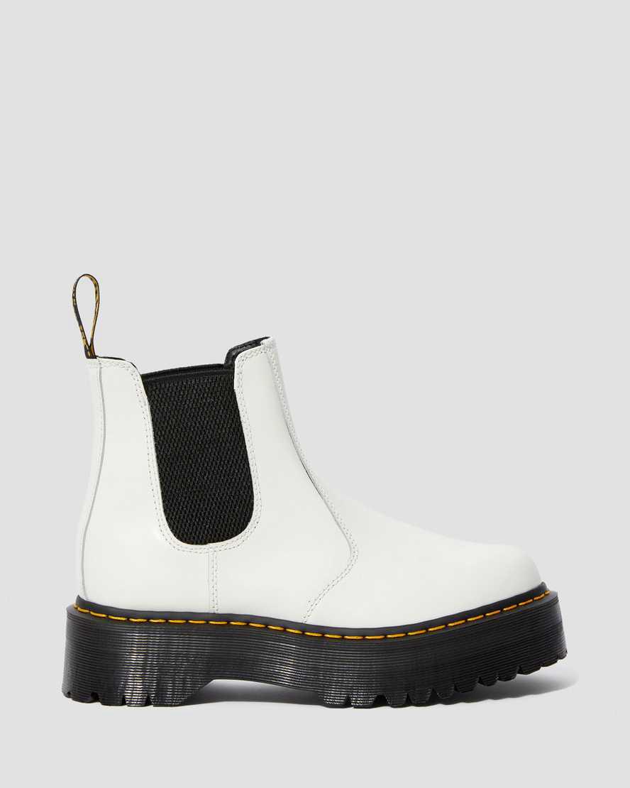 Dr Martens 2976 Smooth Leather Platform Chelsea Naisten Nilkkurit Valkoinen  Suomi |  6382VIFDW
