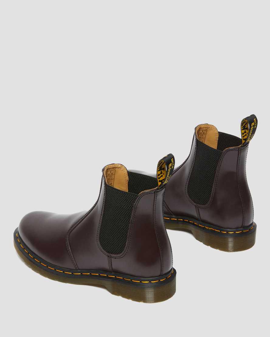 Dr Martens 2976 Yellow Stitch Smooth Leather Chelsea Naisten Originals Boots Viininpunainen  Suomi |  0269OMZJD