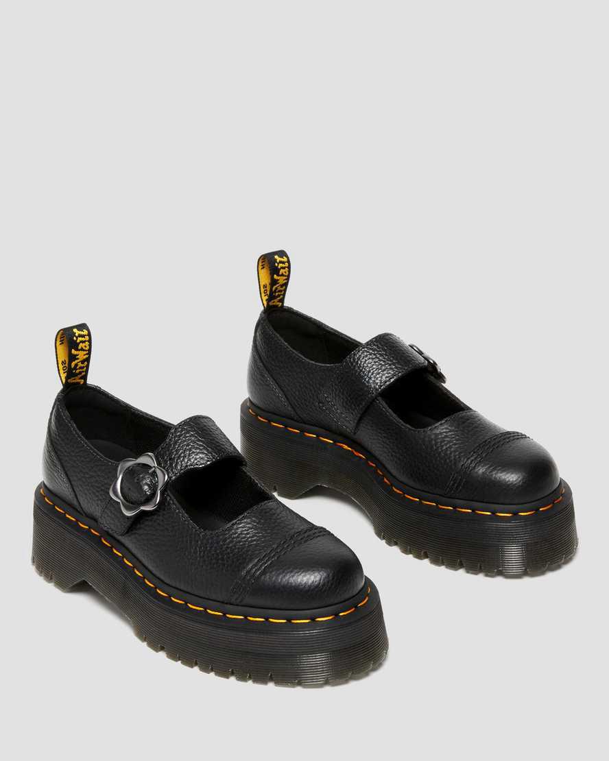 Dr Martens Addina Flower Buckle Leather Platform Naisten Mary Jane Kengät Mustat  Suomi |  6283AEXSD