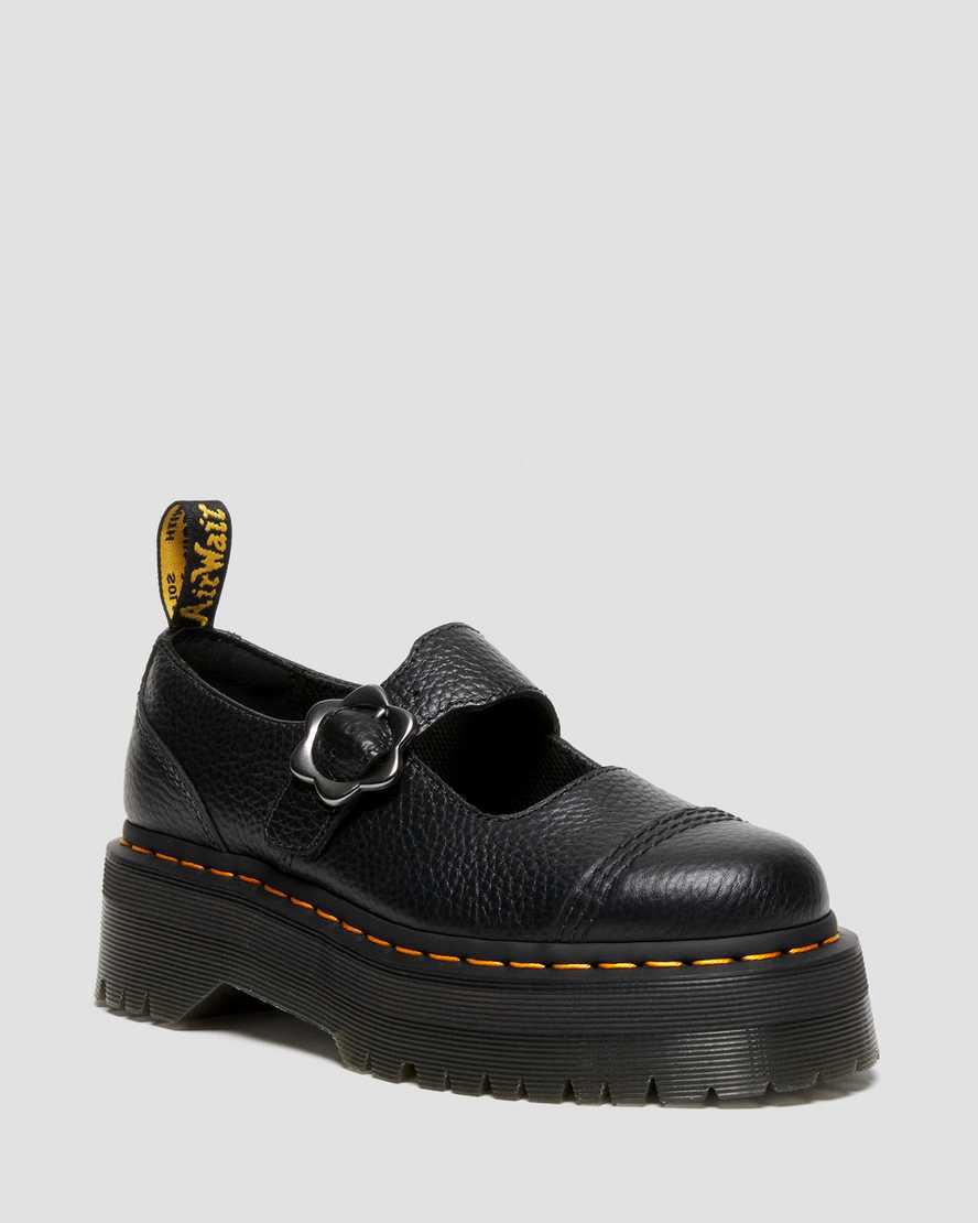 Dr Martens Addina Flower Buckle Leather Platform Naisten Mary Jane Kengät Mustat  Suomi |  6283AEXSD