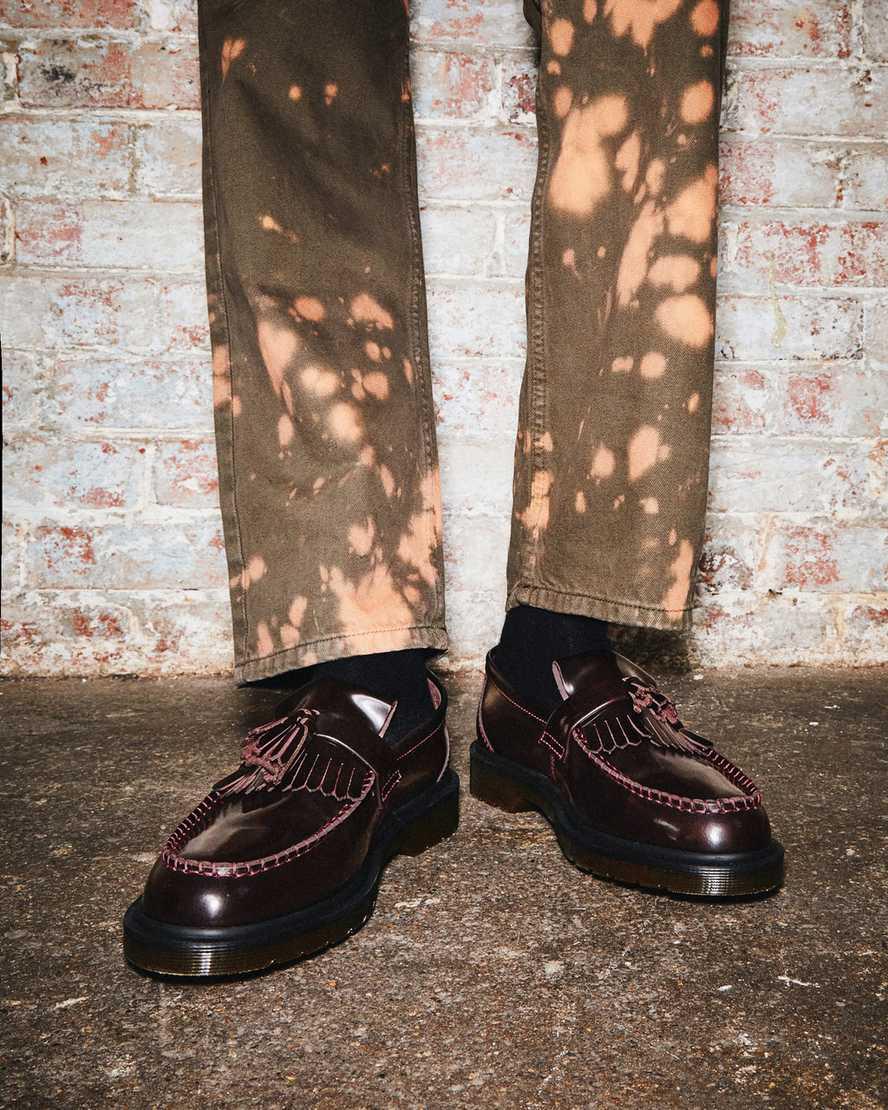 Dr Martens Adrian Arcadia Leather Tassel Miesten Loaferit Punainen  Suomi |  4076PVIRM