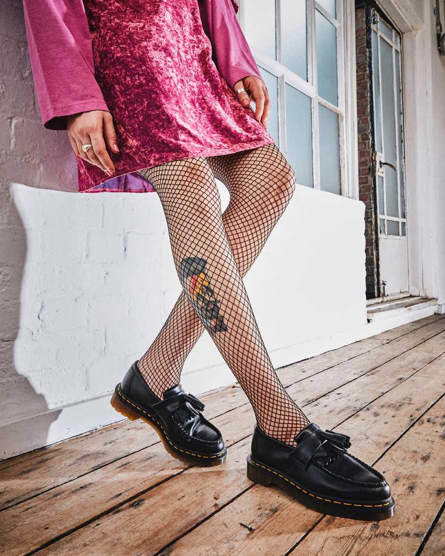 Dr Martens Adrian Yellow Stitch Leather Tassel Naisten Loaferit Mustat  Suomi |  1576KCGFL