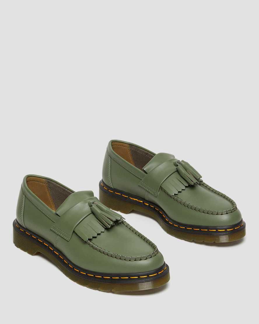 Dr Martens Adrian Yellow Stitch Leather Tassel Miesten Loaferit Khaki Vihreä  Suomi |  4310KHXEO