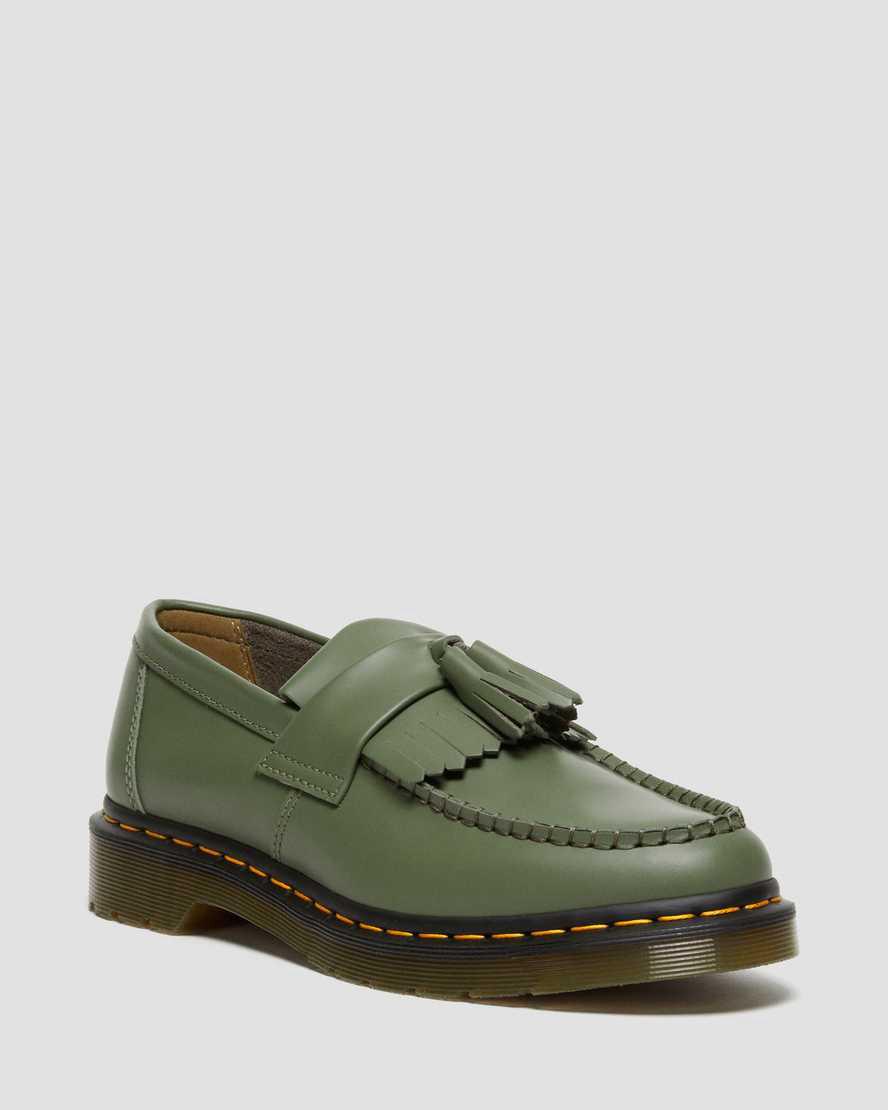 Dr Martens Adrian Yellow Stitch Leather Tassel Miesten Loaferit Khaki Vihreä  Suomi |  4310KHXEO
