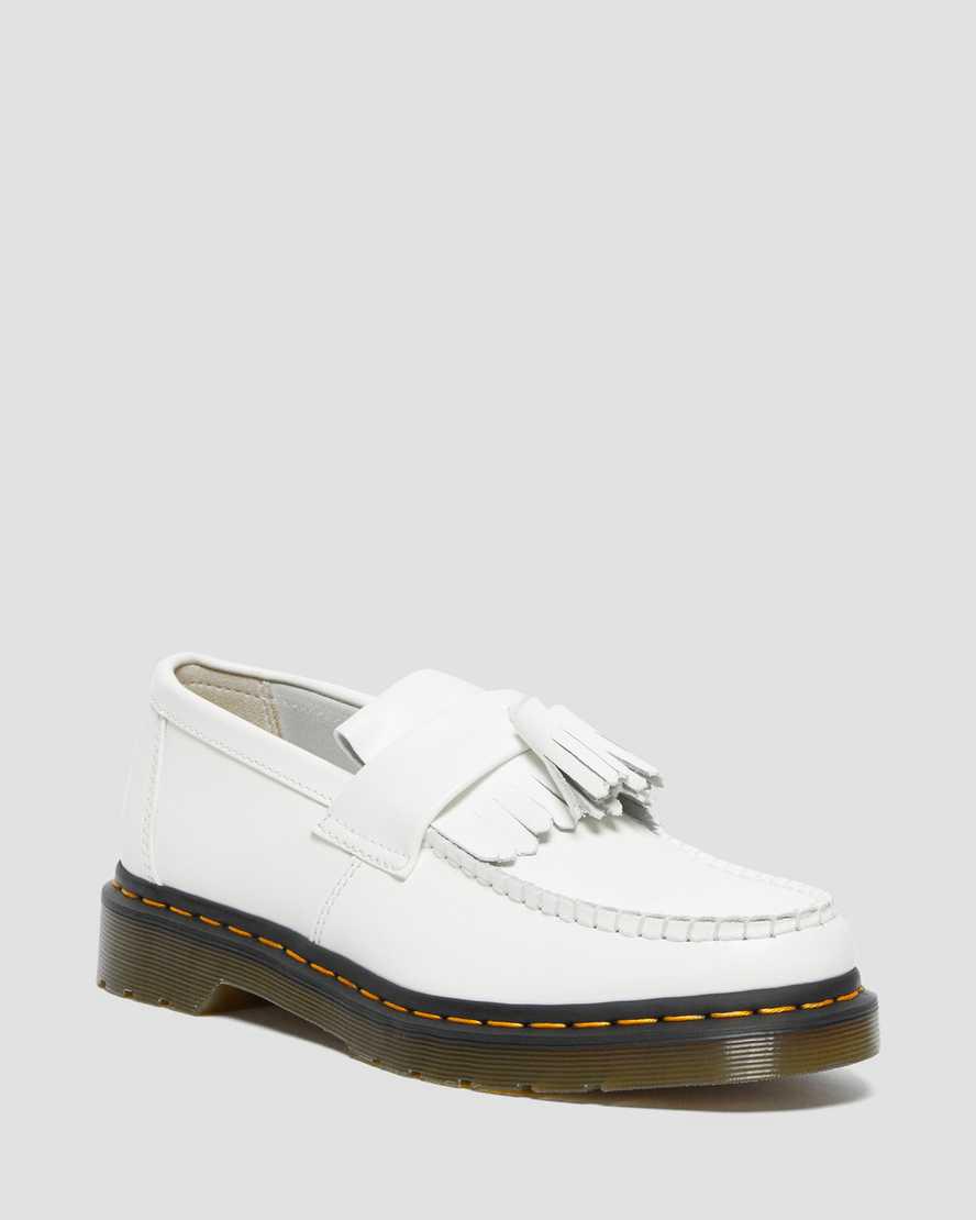 Dr Martens Adrian Yellow Stitch Leather Tassel Miesten Loaferit Valkoinen  Suomi |  7940VKOTY