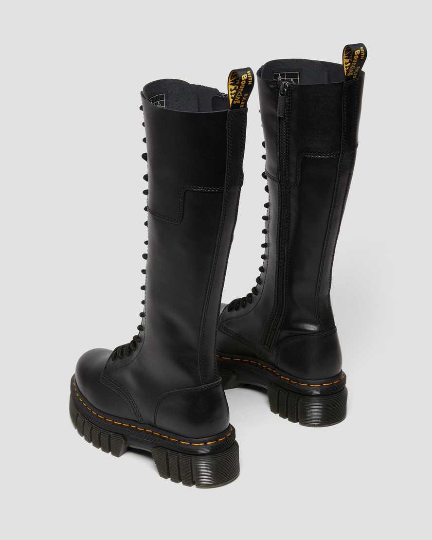 Dr Martens Audrick 20-Eye Leather Knee High Naisten Platform Saappaat Mustat  Suomi |  0934TREUY