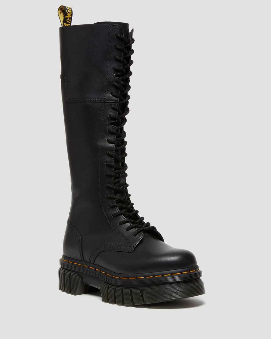 Dr Martens Audrick 20-Eye Leather Knee High Naisten Platform Saappaat Mustat  Suomi |  0934TREUY