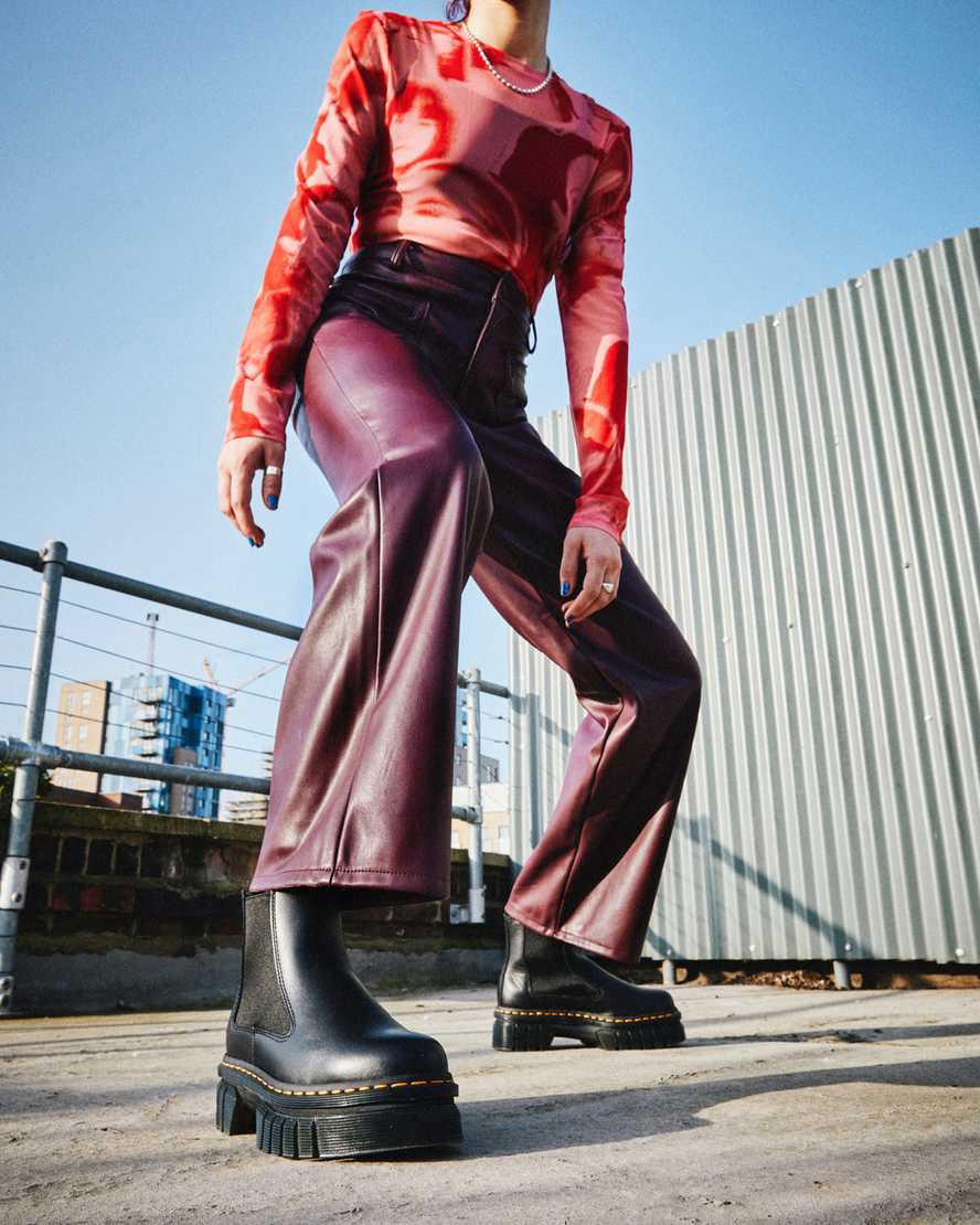 Dr Martens Audrick Nappa Leather Chelsea Naisten Platform Saappaat Mustat  Suomi |  9327PFBAO