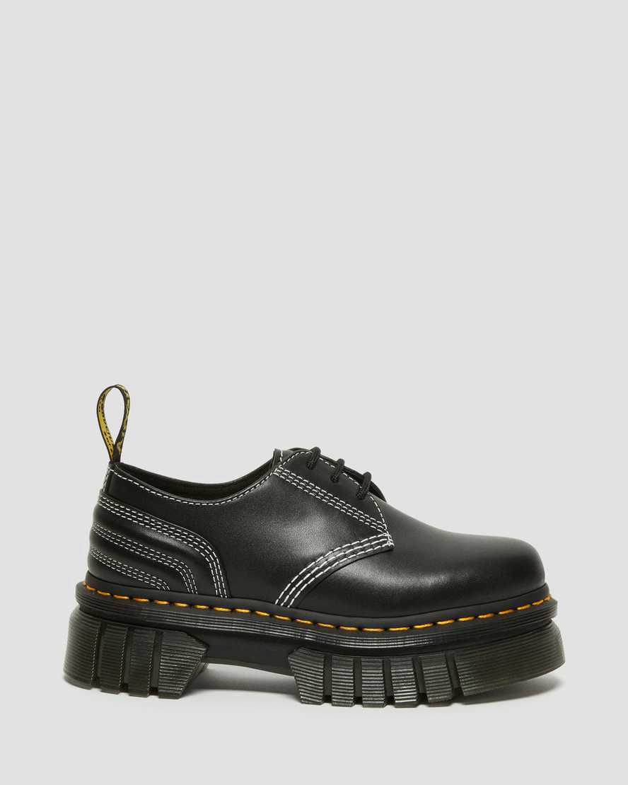 Dr Martens Audrick White Stitch Leather Platform Miesten Oxford Kengät Mustat  Suomi |  6810OKFAM