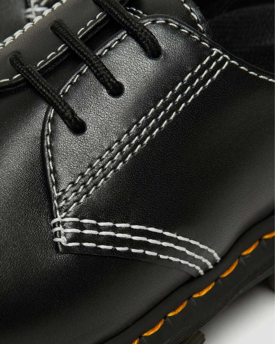 Dr Martens Audrick White Stitch Leather Platform Miesten Oxford Kengät Mustat  Suomi |  6810OKFAM