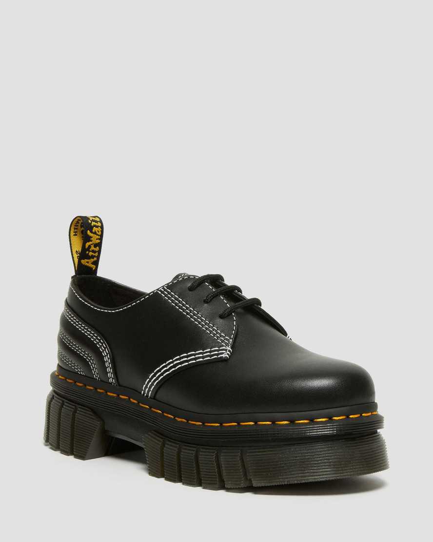 Dr Martens Audrick White Stitch Leather Platform Miesten Oxford Kengät Mustat  Suomi |  6810OKFAM