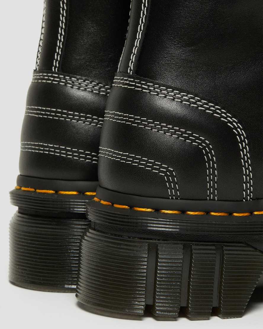 Dr Martens Audrick White Stitch Leather Platform Lace Up Naisten Nilkkurit Mustat  Suomi |  9647HKIGW