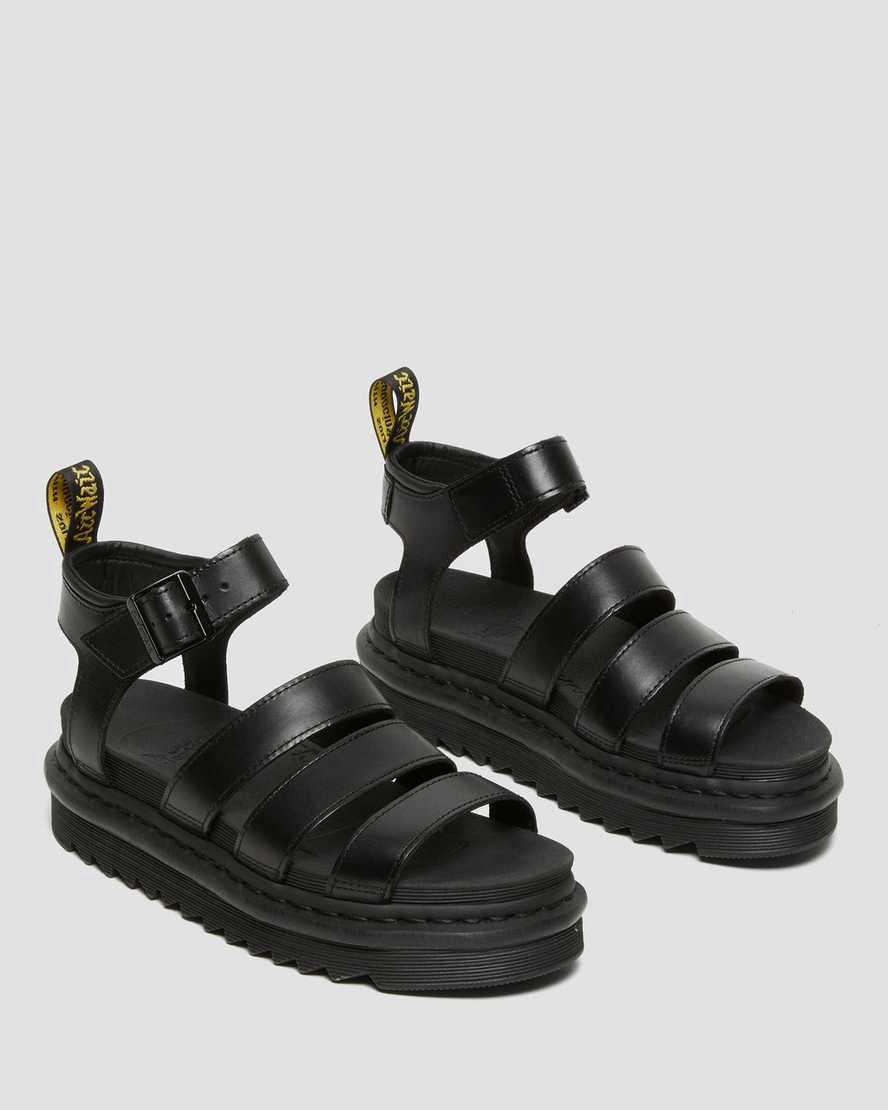 Dr Martens Blaire Brando Leather Strap Naisten Platform Sandaalit Mustat  Suomi |  4958QEAYS