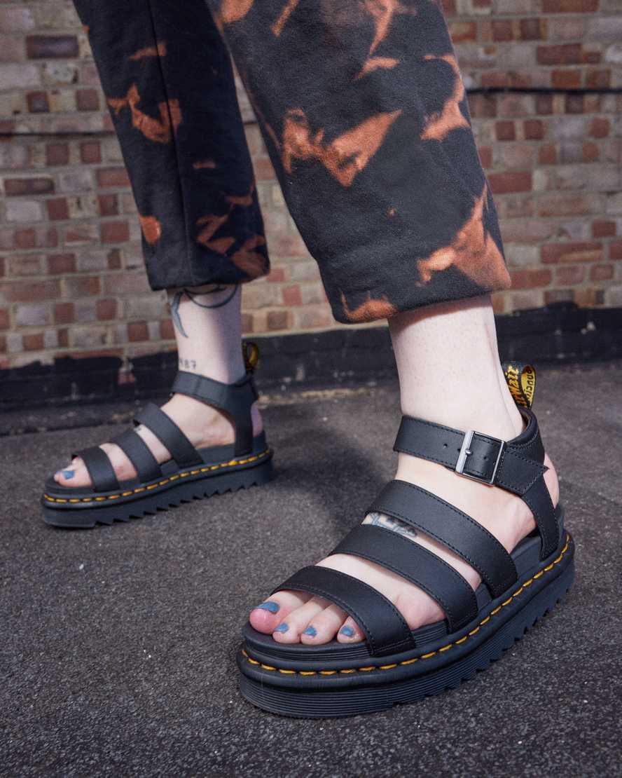 Dr Martens Blaire Hydro Leather Strap Naisten Gladiaattori Sandaalit Mustat  Suomi |  4309YUFXQ