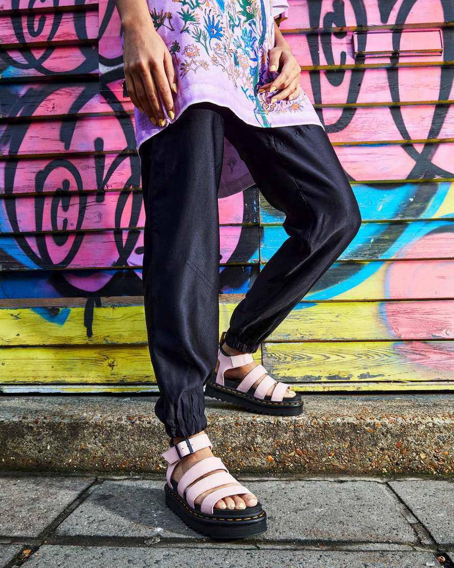 Dr Martens Blaire Hydro Leather Strap Naisten Platform Sandaalit Pinkki  Suomi |  4918WZKIY