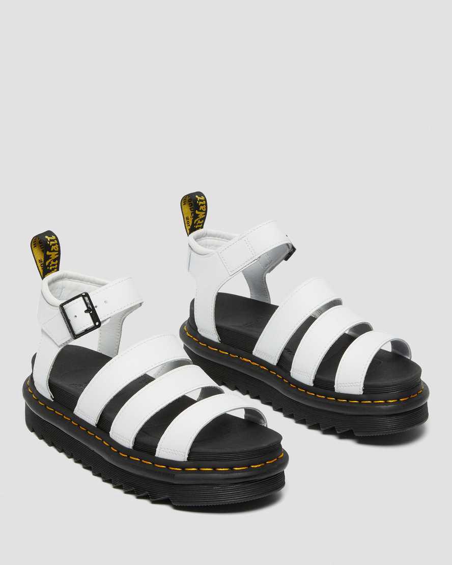 Dr Martens Blaire Hydro Leather Strap Naisten Platform Sandaalit Valkoinen  Suomi |  9573BJIVM