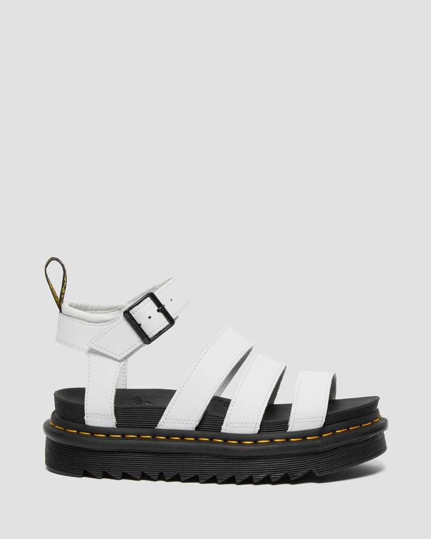 Dr Martens Blaire Hydro Leather Strap Naisten Platform Sandaalit Valkoinen  Suomi |  9573BJIVM