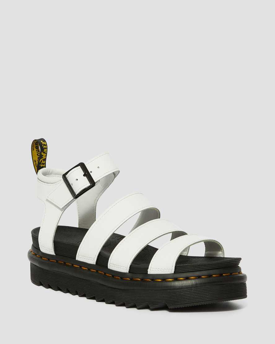 Dr Martens Blaire Hydro Leather Strap Naisten Platform Sandaalit Valkoinen  Suomi |  9573BJIVM