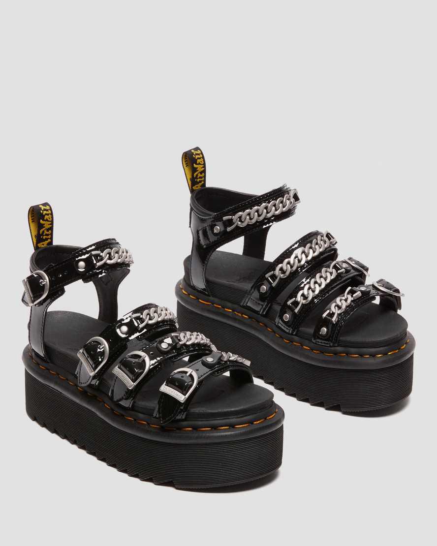 Dr Martens Blaire II Chain Patent Leather Strap Naisten Platform Sandaalit Mustat  Suomi |  5376VOULI
