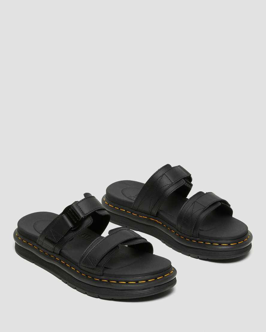 Dr Martens Chilton Leather Slide Miesten Sandaalit Mustat  Suomi |  1498BAVMW