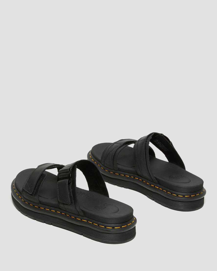 Dr Martens Chilton Leather Slide Miesten Sandaalit Mustat  Suomi |  1498BAVMW