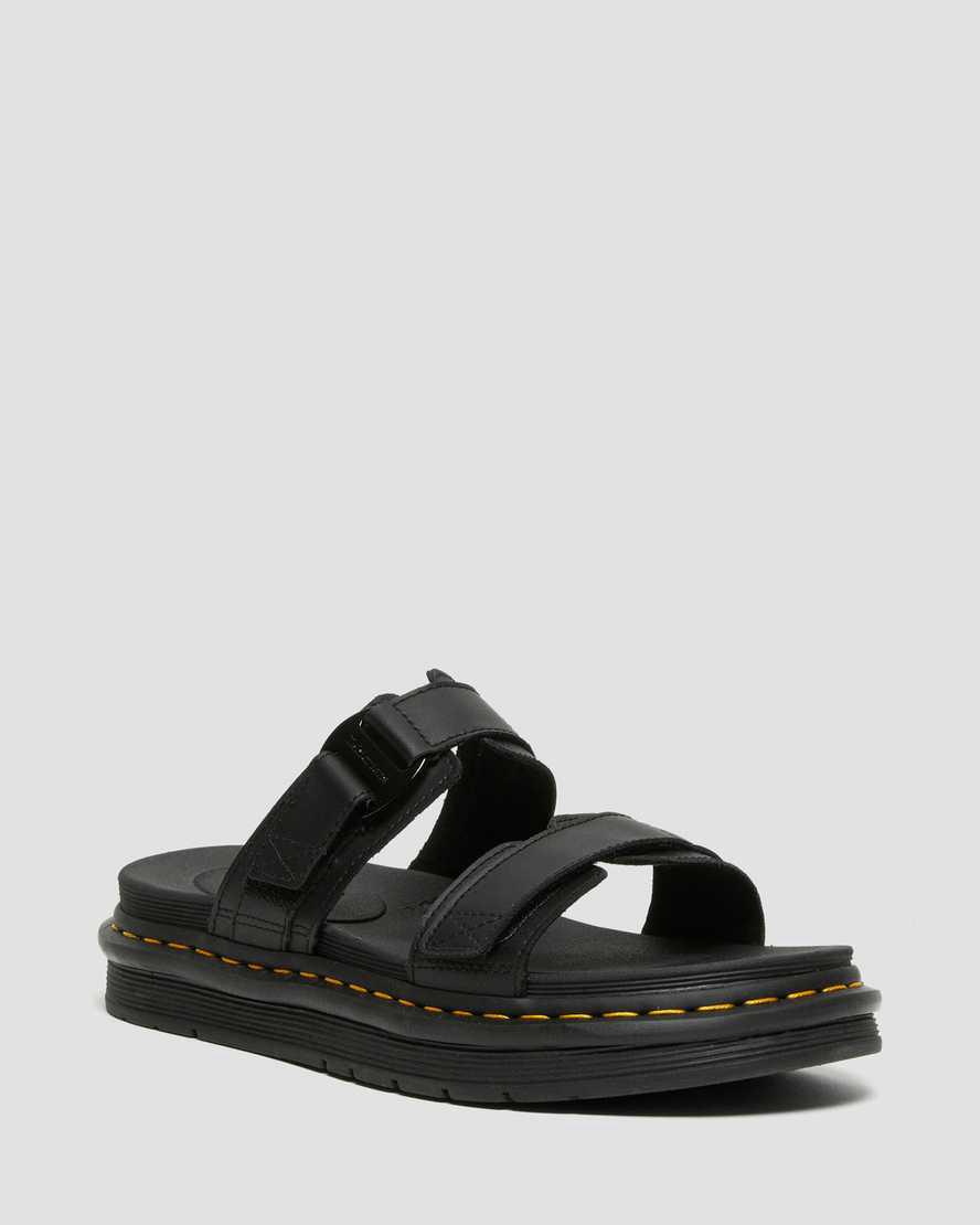 Dr Martens Chilton Leather Slide Miesten Sandaalit Mustat  Suomi |  1498BAVMW