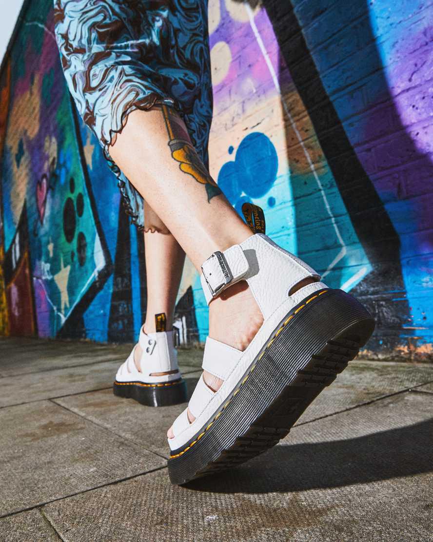 Dr Martens Clarissa II Leather Naisten Platform Sandaalit Valkoinen  Suomi |  4351TZKXI