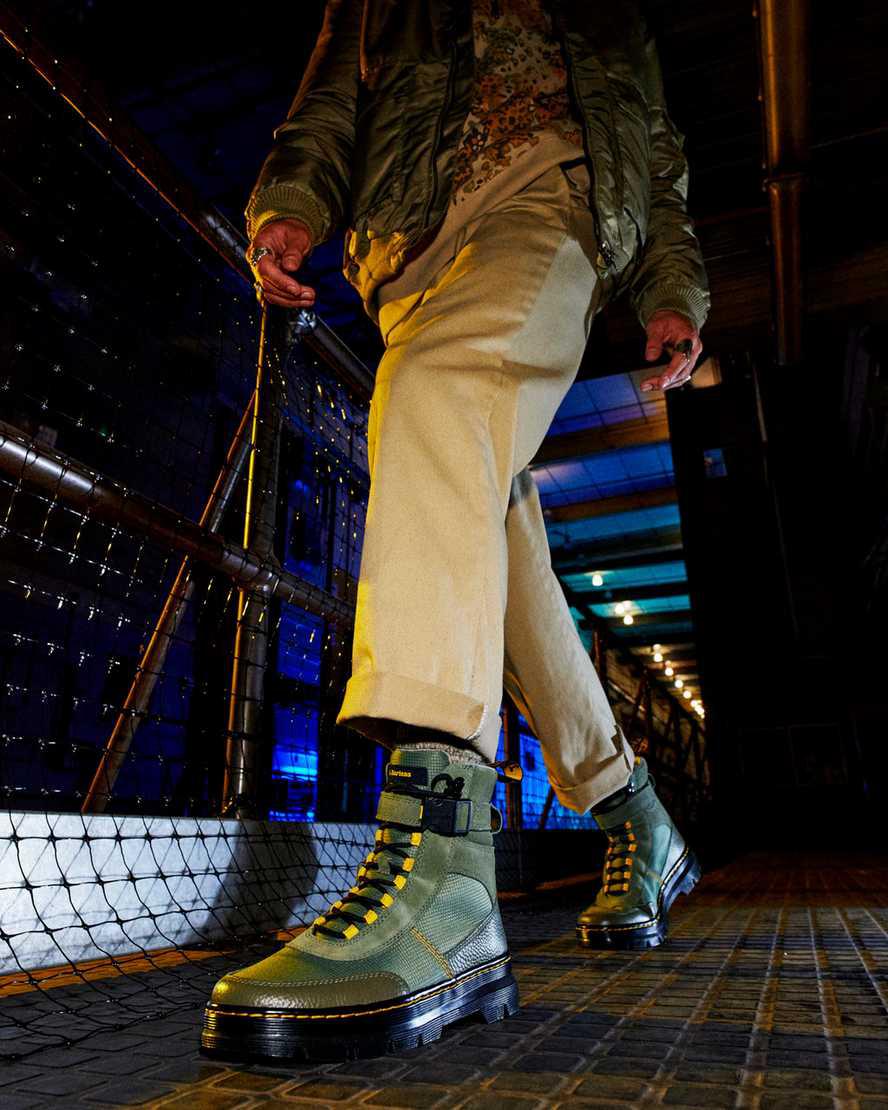 Dr Martens Combs Tech Milled Nappa & Suede Miesten Nilkkurit Khaki Vihreä  Suomi |  7154CFMZQ