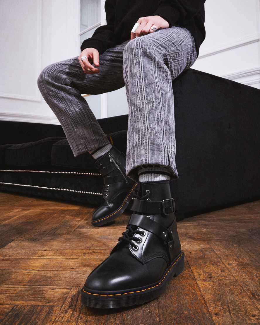 Dr Martens Cristofor Leather Harness Lace Up Naisten Nilkkurit Mustat  Suomi |  8492ZCVNJ